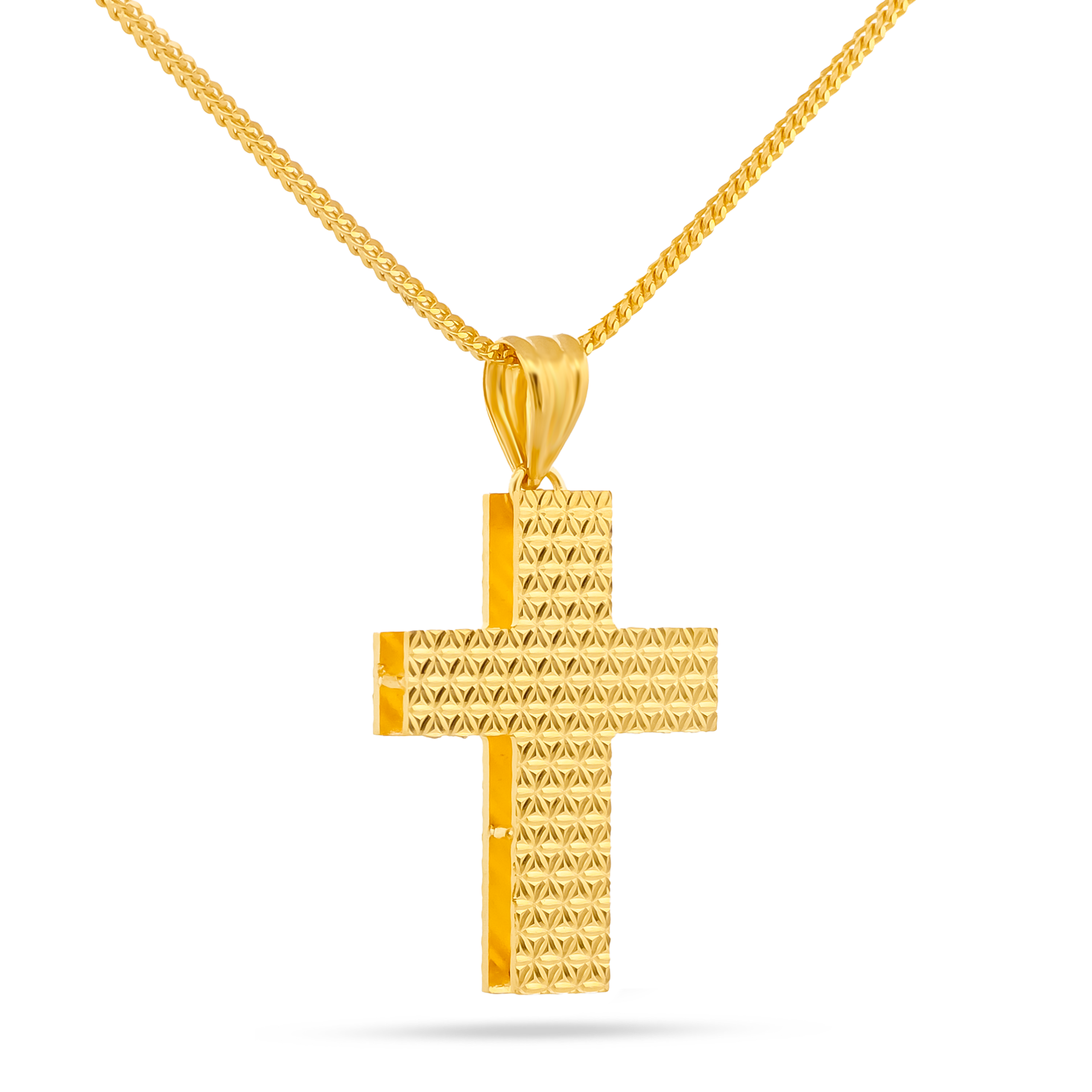 22K Gold 3D Rainbow Cross Pendant