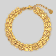 22k Gold Lattice Wide Bracelet