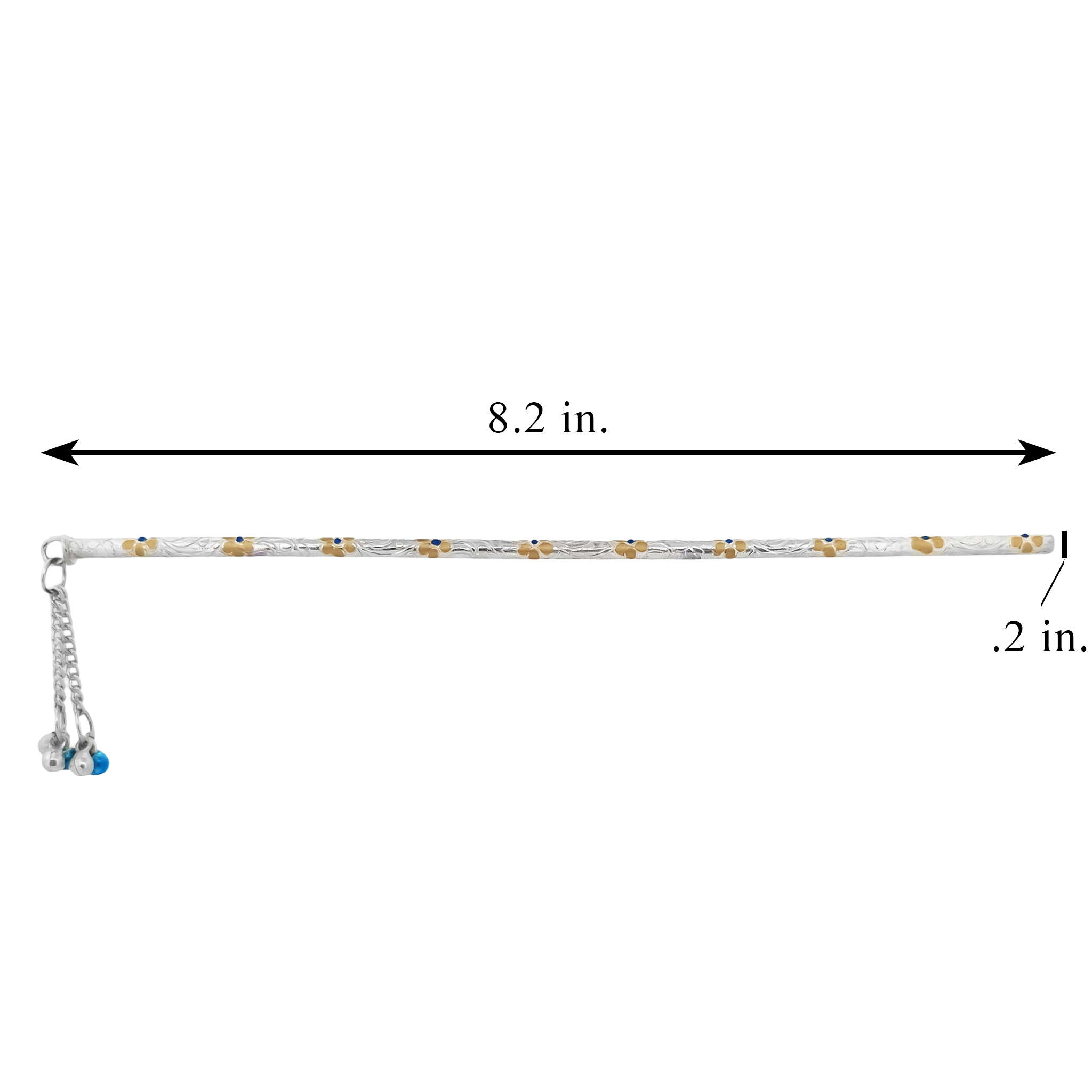 Silver Flute with Yellow & Blue Florals
