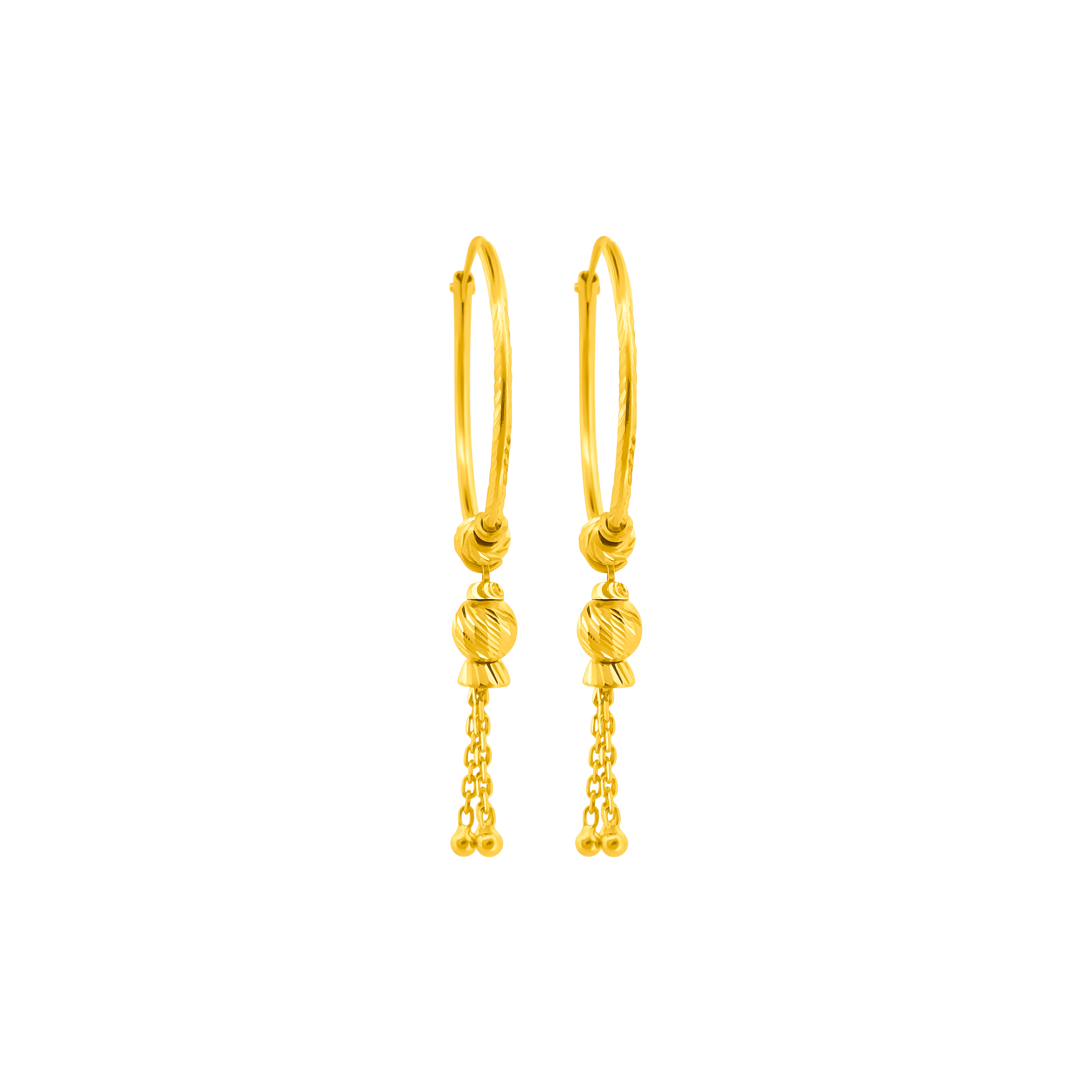 22K Gold Twisted Tassel Drop Earrings
