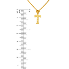 22K Gold Initial Letter 'T' Necklace Charm Pendant