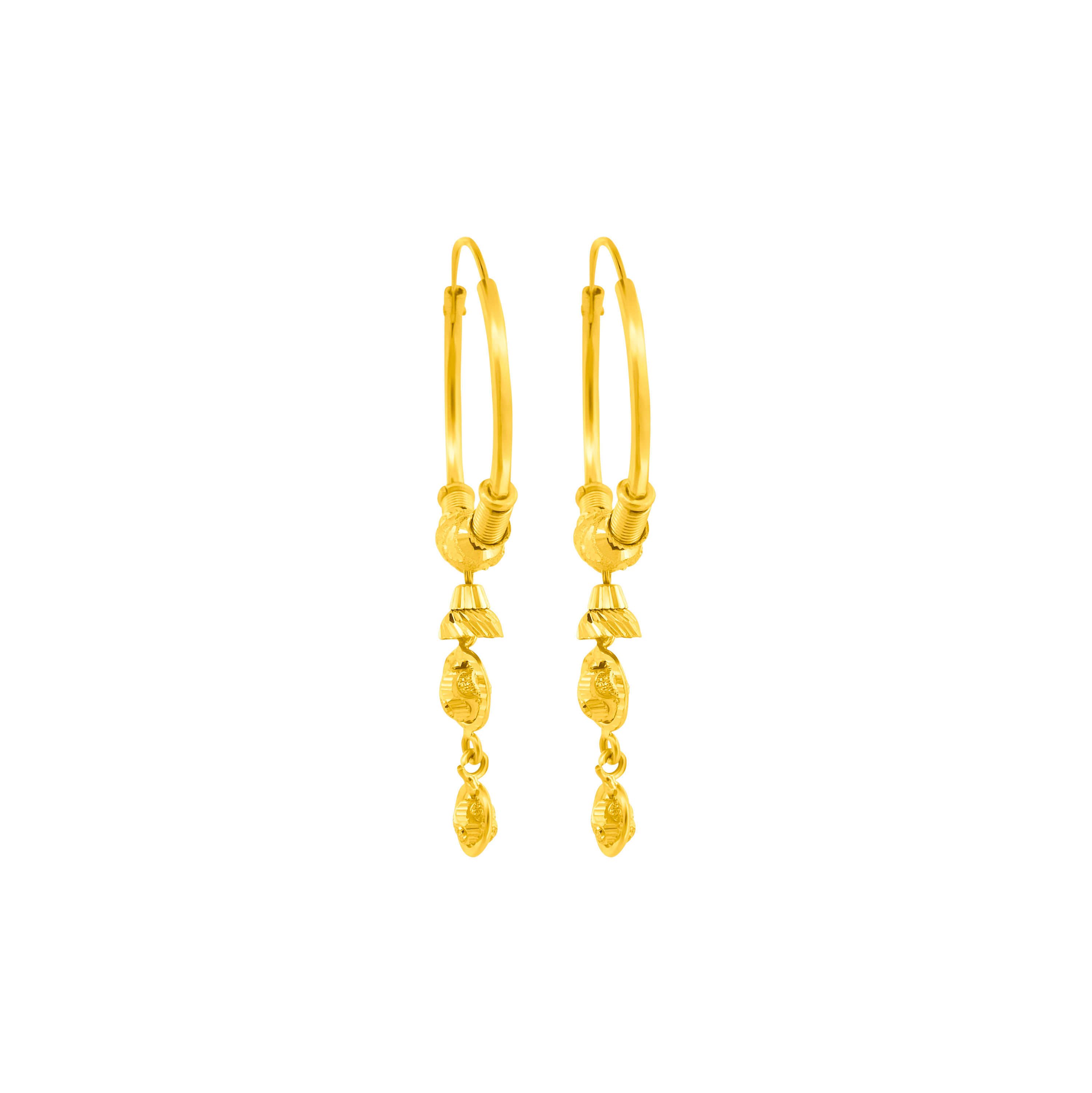 22K Gold Multi-Charm Hoop Earrings