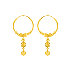 22K Gold Multi-Charm Hoop Earrings