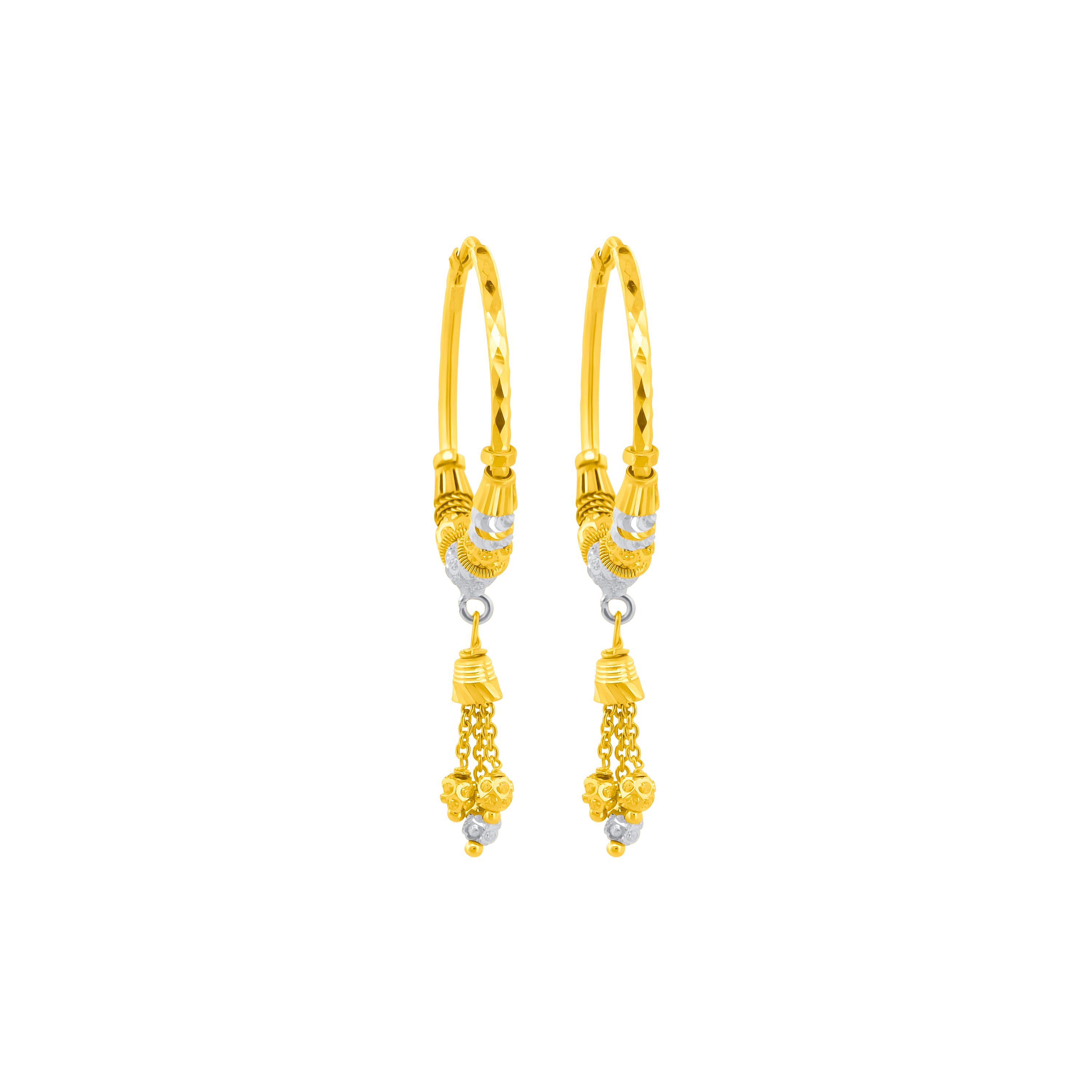 22K Gold Dual-Tone Beaded Hoop Earrings