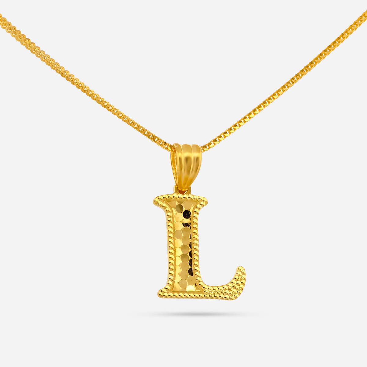 22K Gold Initial Letter 'L' Necklace Charm Pendant