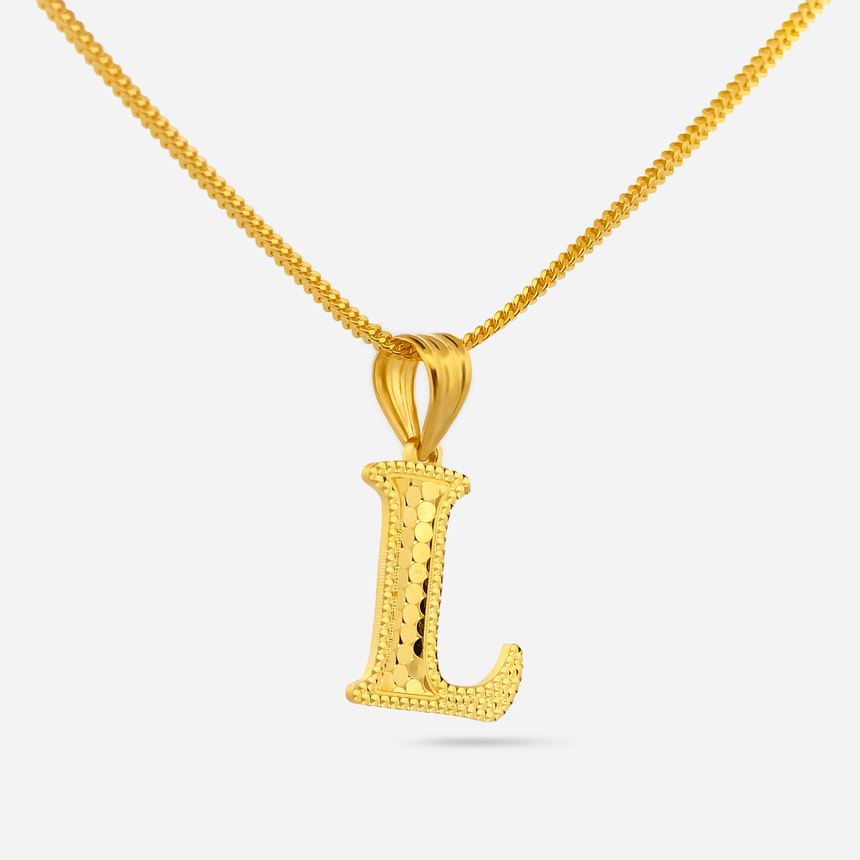 22K Gold Initial Letter 'L' Necklace Charm Pendant