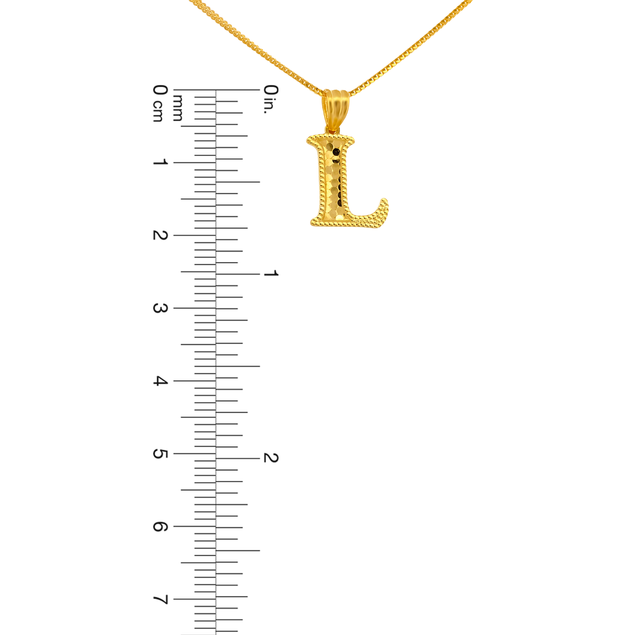 22K Gold Initial Letter 'L' Necklace Charm Pendant