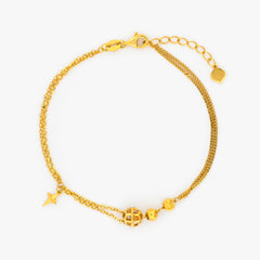 22K Gold Lucky Star Charm Bracelet