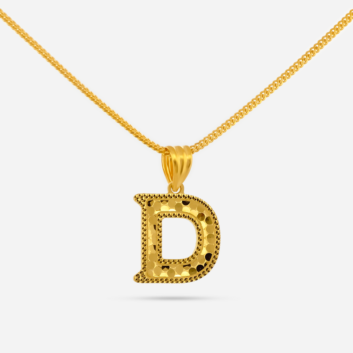 22K Gold Initial Letter 'D' Necklace Charm Pendant