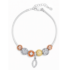 Silver Orange Star Leaf Charm Bracelet