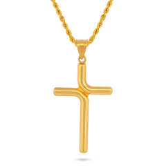 22K Gold Modern Cross Pendant
