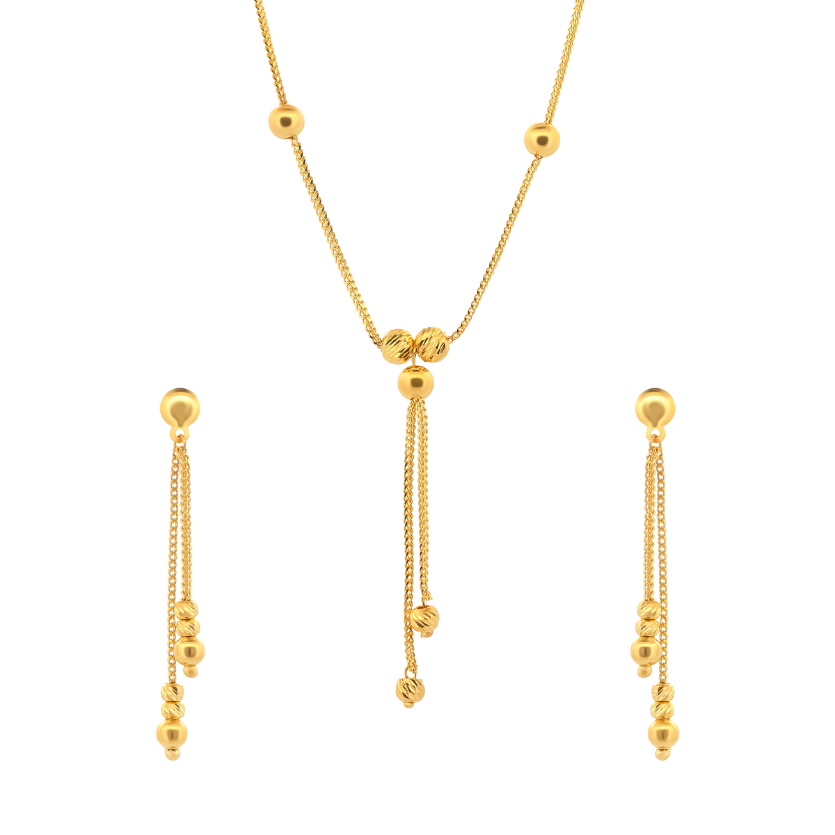 22K Gold Necklace & Earrings Set