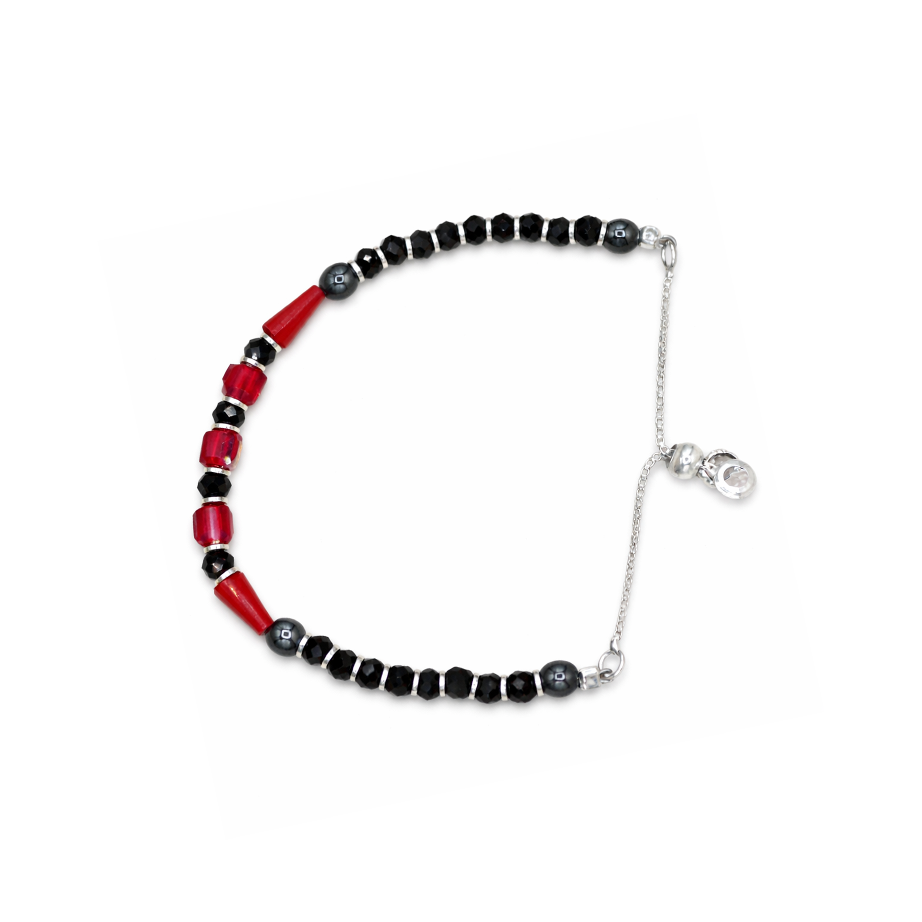 Silver Red & Black Nazariya Kids Bracelets - Set of 2