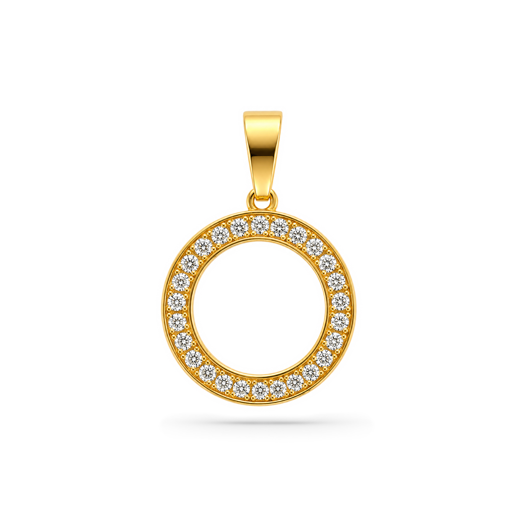 22K Gold Halo Pendant with Earrings Set
