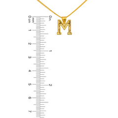 22K Gold Initial Letter 'M' Necklace Charm Pendant