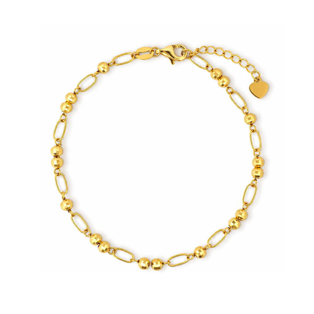 22K Gold Link Beaded Bracelet