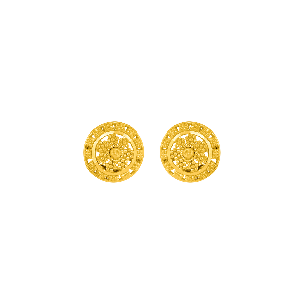 22K Gold Designer Circle Stud Earrings