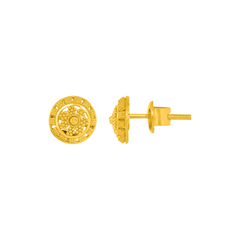 22K Gold Designer Circle Stud Earrings