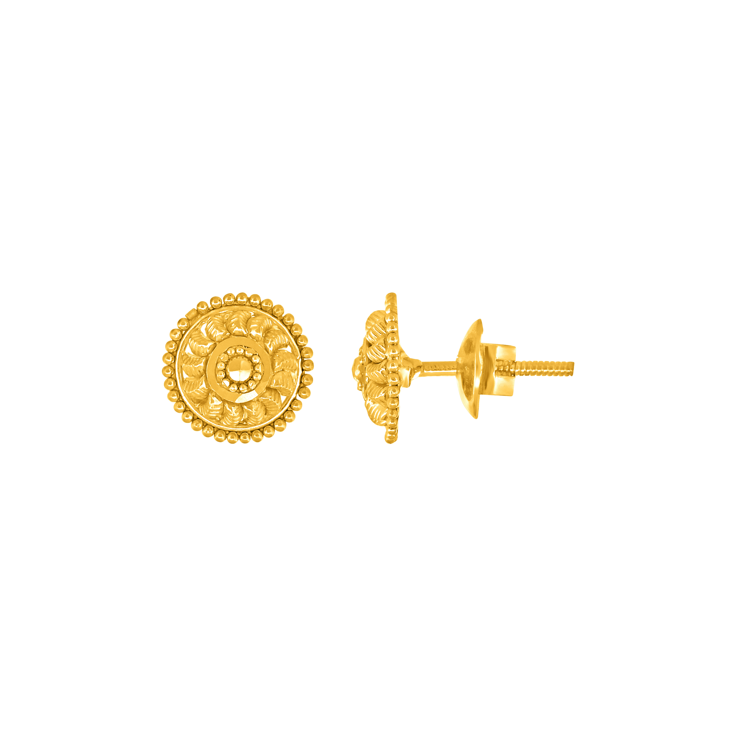 22K Gold Designer Circle Twist Earrings