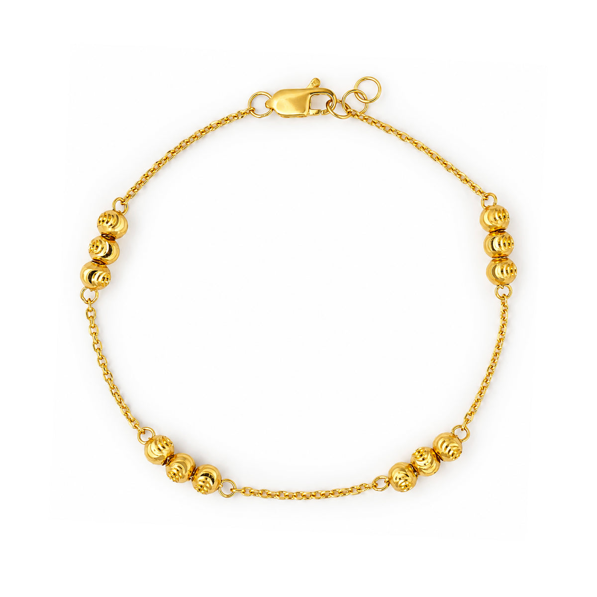22K Gold Triple Bead Station Bracelet