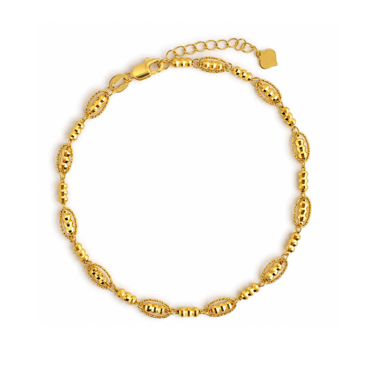 22K Gold Textured Bead Bracelet