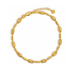 22K Gold Textured Bead Bracelet