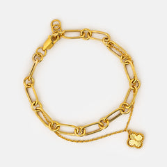 22K Gold Clover Link Bracelet