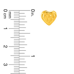 22K Gold Sculpted Heart Stud Earrings