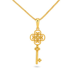 22K Gold Ornate Key Pendant