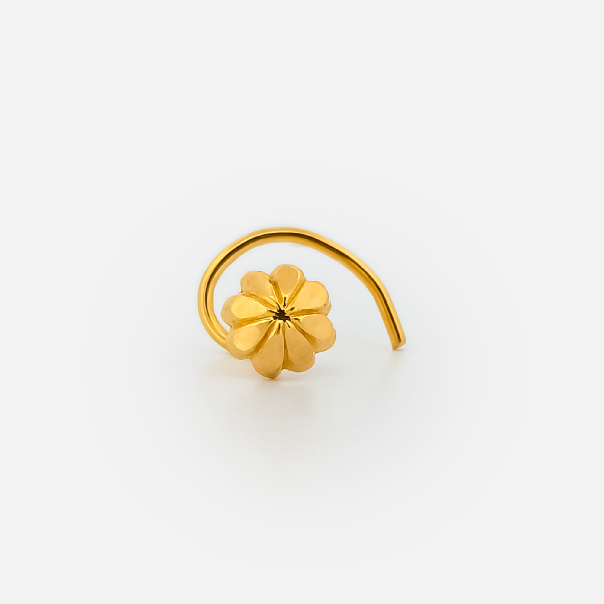 22K Gold Flower Curved Nose Pin