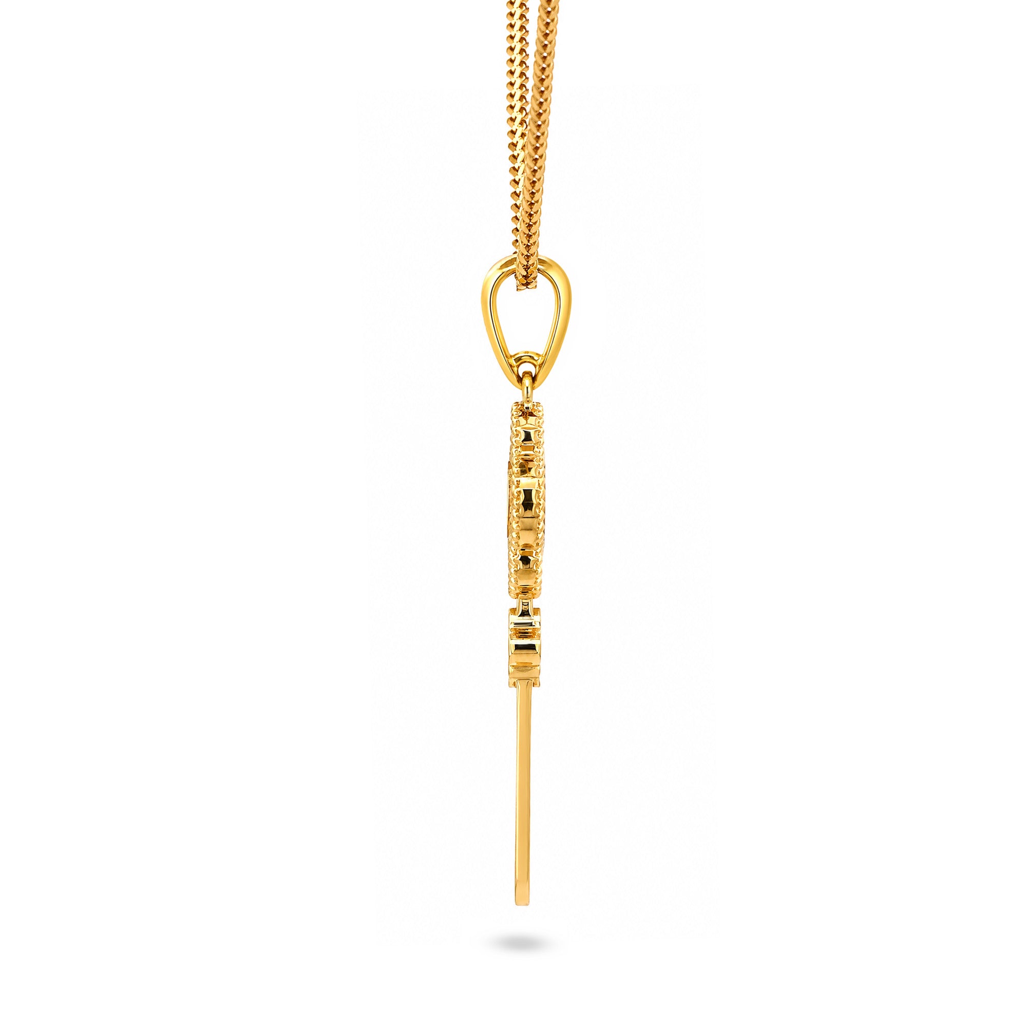 22K Gold Ornate Key Pendant