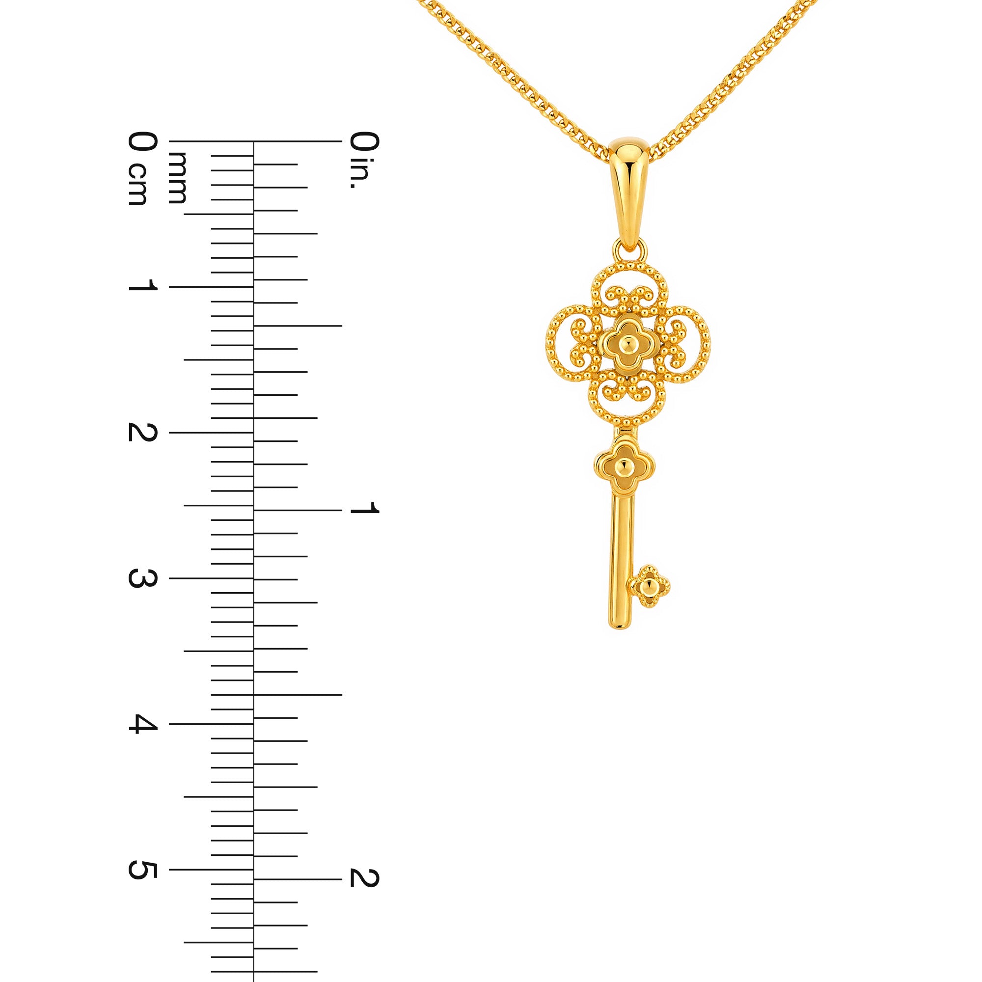 22K Gold Ornate Key Pendant