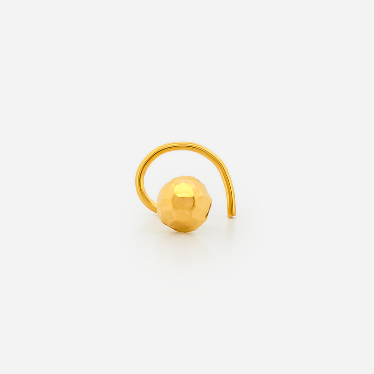 22K Gold Faceted Ball Curved Nose Pin