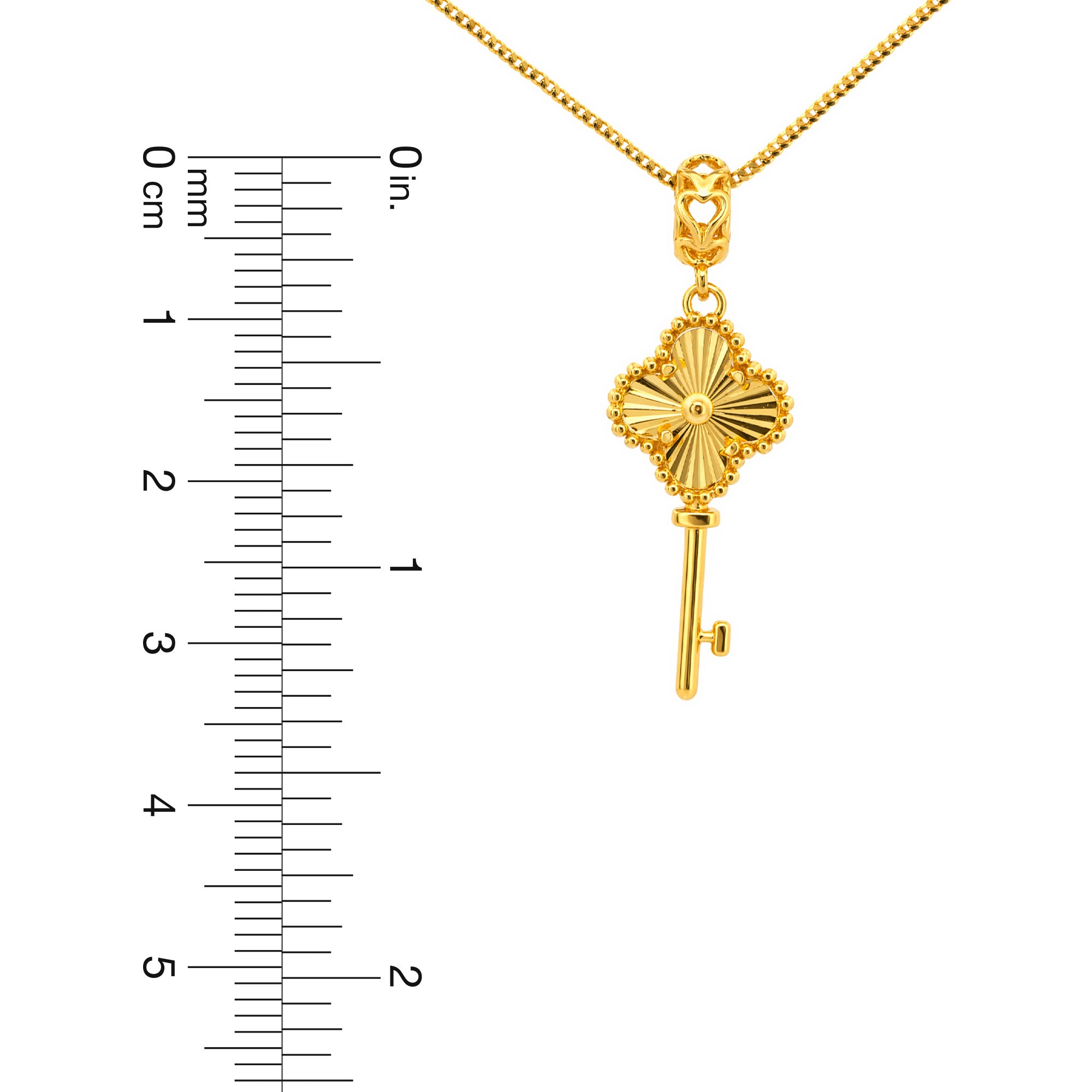 22K Gold Clover Key Pendant