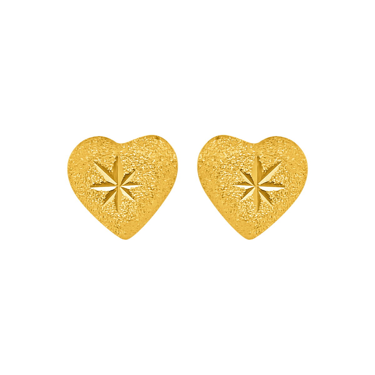22K Gold Sand Heart Stud Earrings