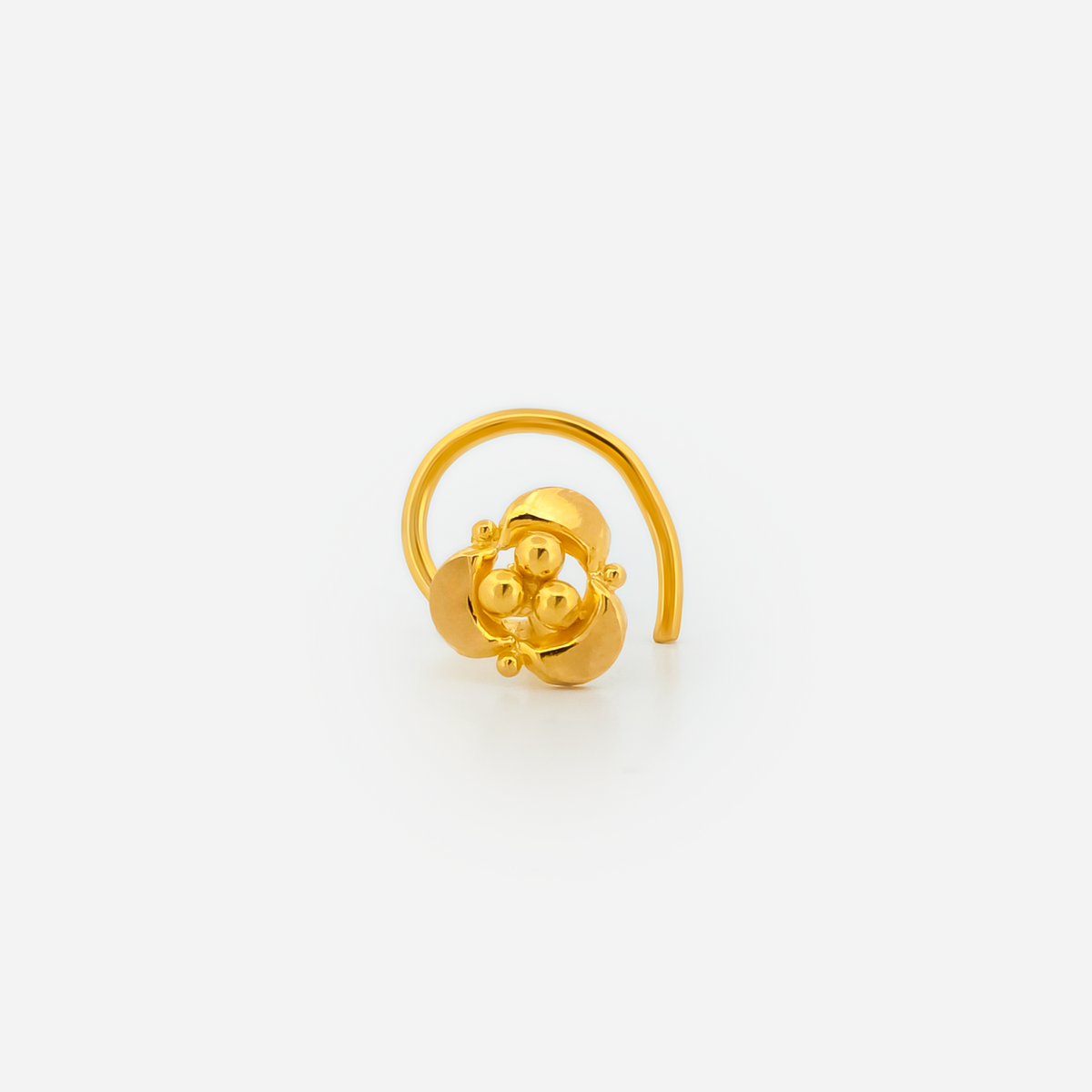 22K Gold Textured Heart Curved Nose Pin