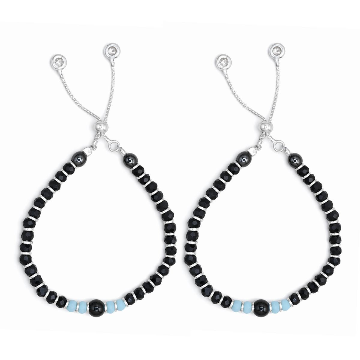 Silver Blue & Black Nazariya Kids Bracelets - Set of 2