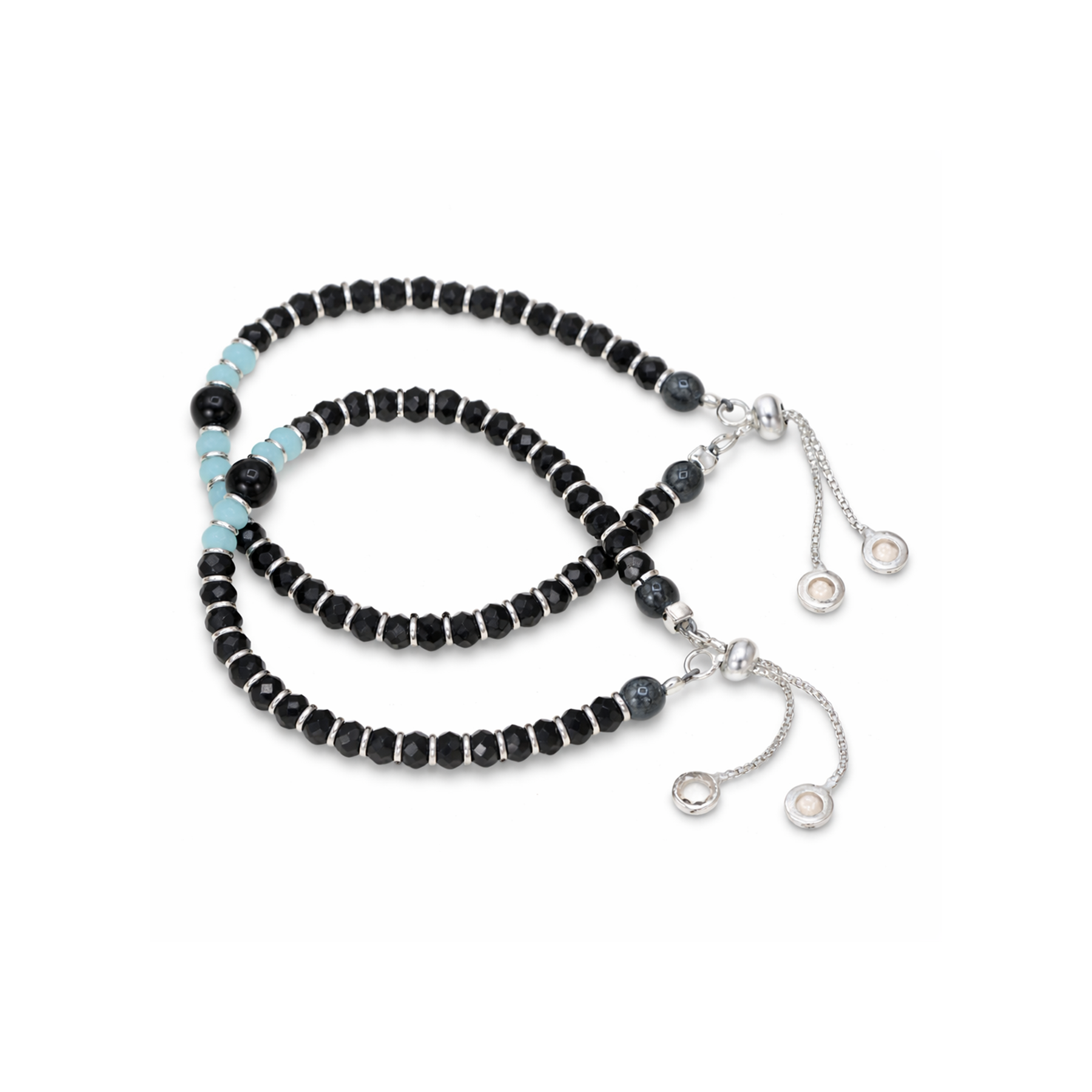 Silver Blue & Black Nazariya Kids Bracelets - Set of 2