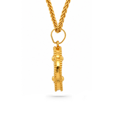 22K Gold Black Clover Pendant with Earrings Set