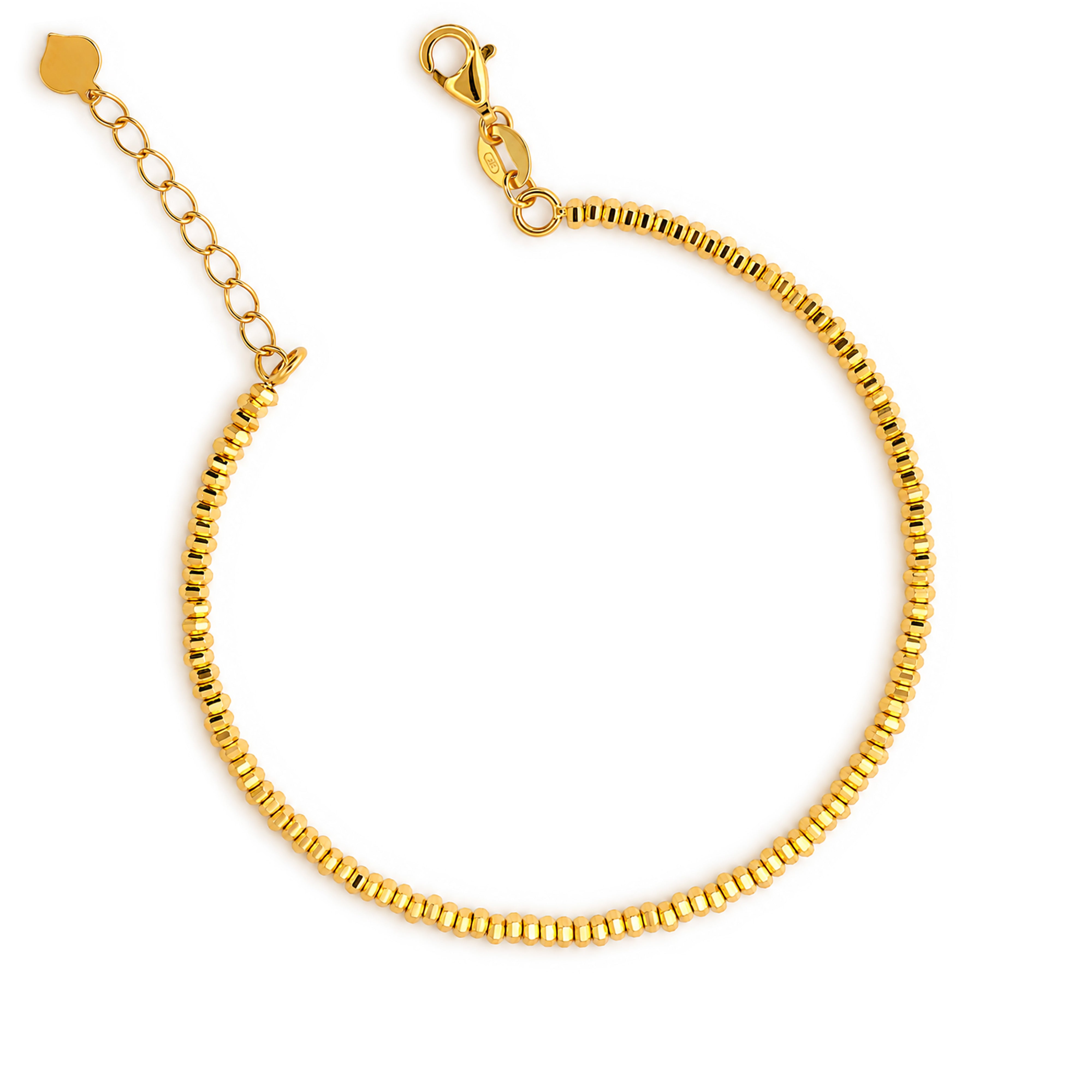 22K Gold Diamond Cut Bead Bracelet