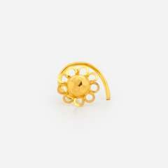 22K Gold Filigree Flower Disc Nose Pin