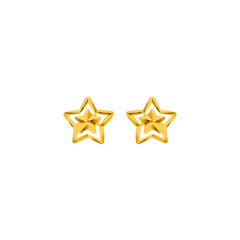 22K Gold Geometric Star Stud Earrings