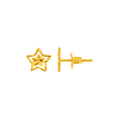 22K Gold Geometric Star Stud Earrings