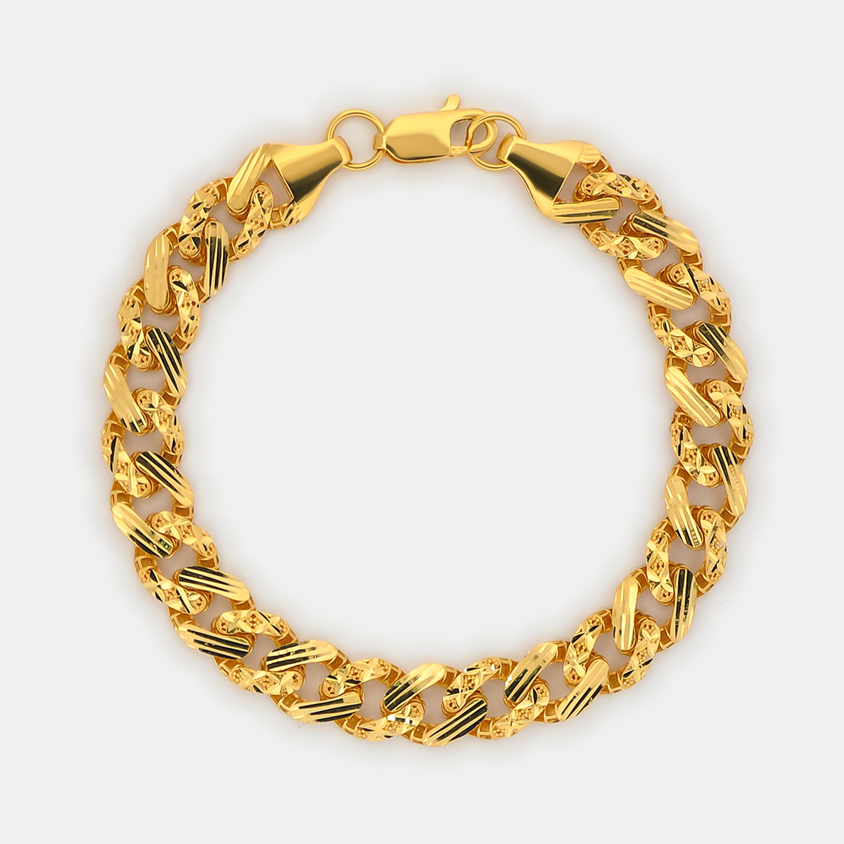 22K Gold Diamond Cut Cuban Link Bracelet