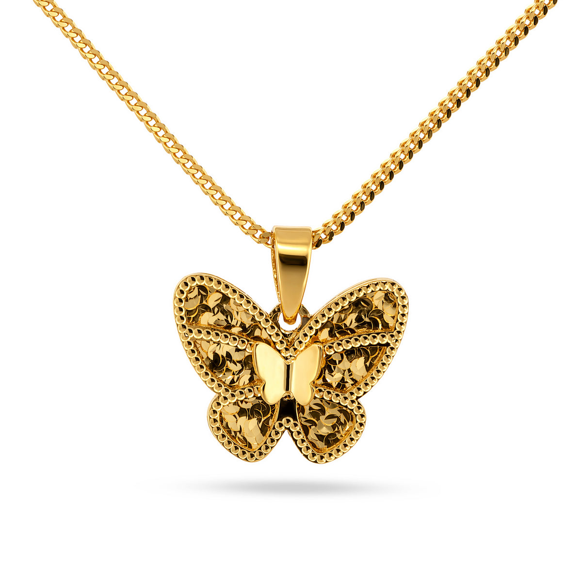22K Gold 3D Butterfly Pendant