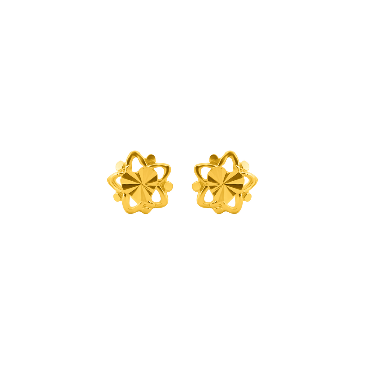 22K Gold Star Heart Stud Earrings