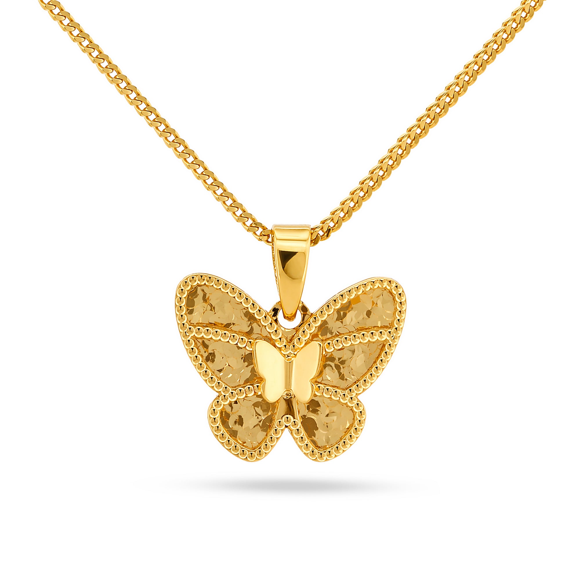 22K Gold 3D Butterfly Pendant