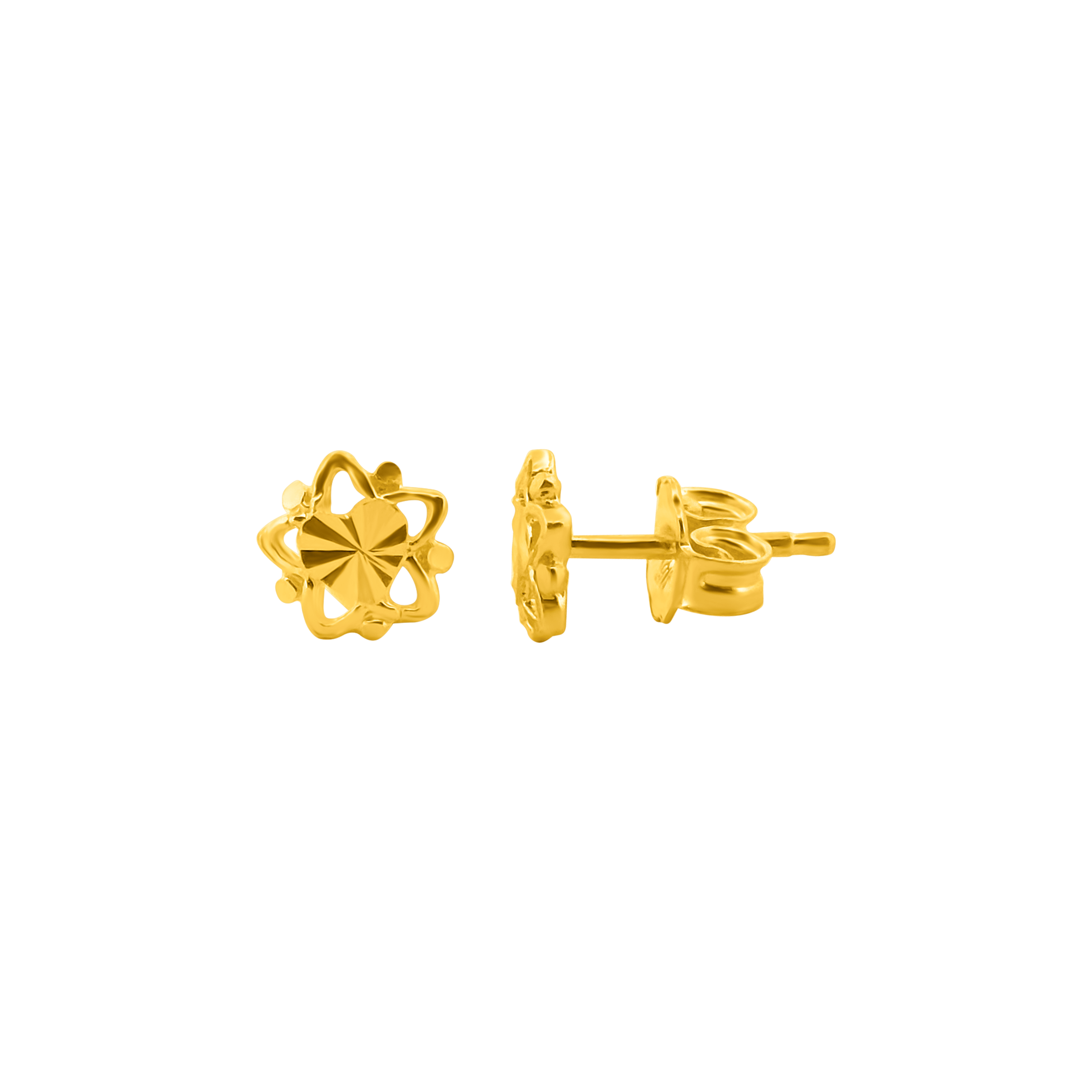 22K Gold Star Heart Stud Earrings