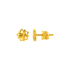 22K Gold Star Heart Stud Earrings