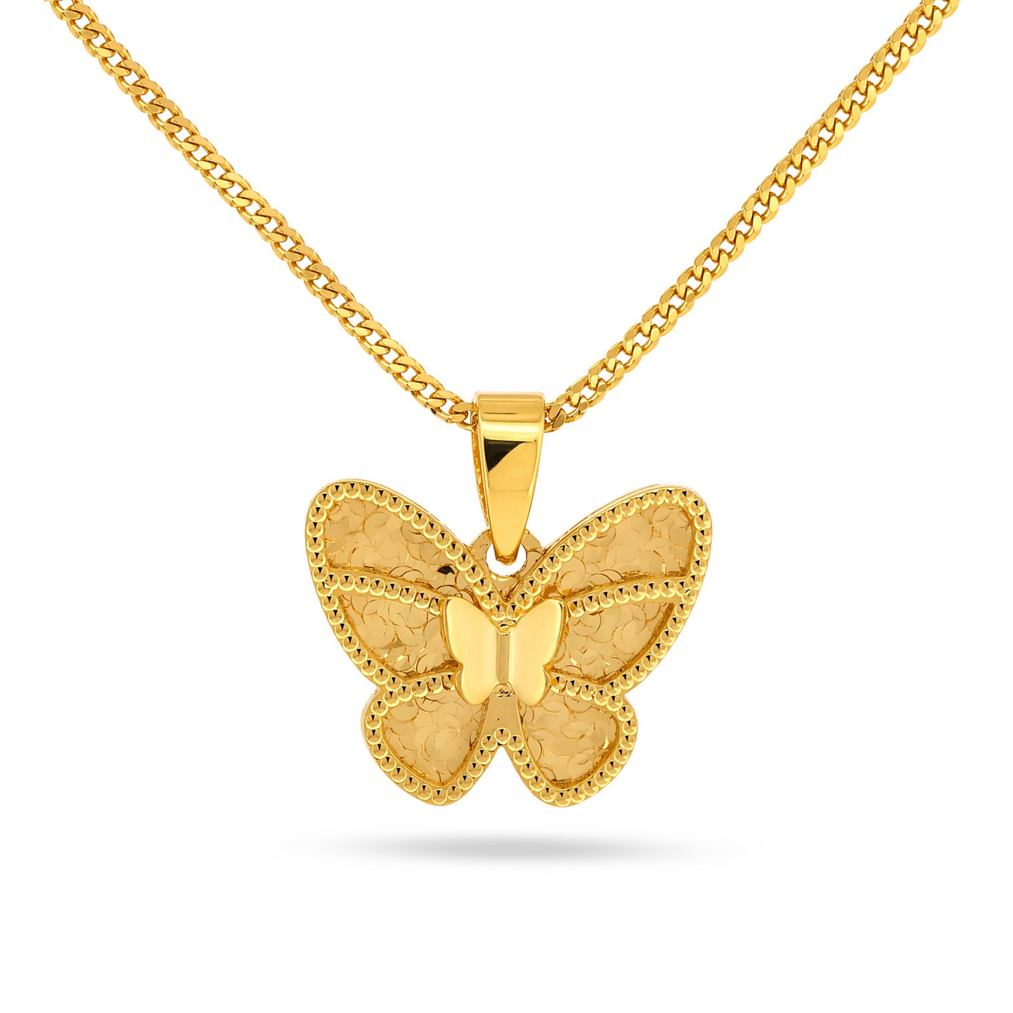 22K Gold 3D Butterfly Pendant